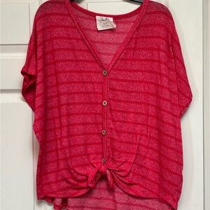 Fantastic Fawn Red Striped V-Neck Blouse